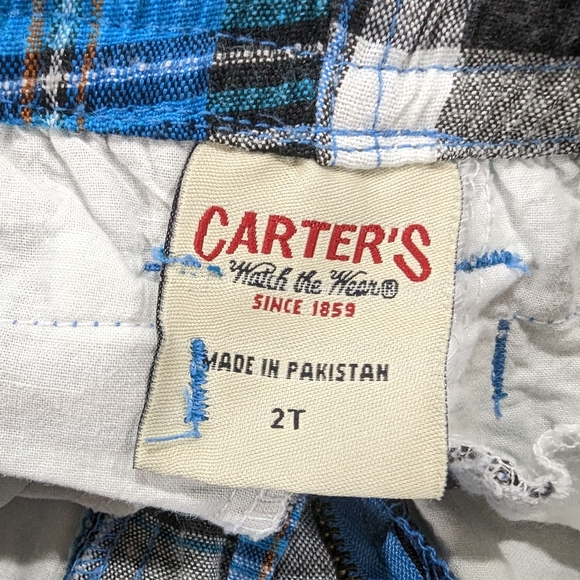 Plaid (blue,black,white) boy' shorts. Carter's size 2. - Picture 3 of 7